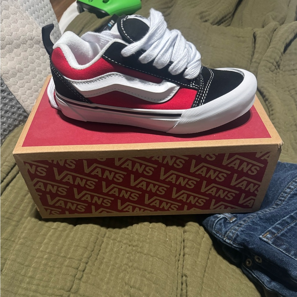 Vans Red and Black Knu Skool Sneakers